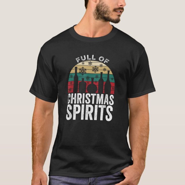 Voll Weihnachtsgeist Ugly Xmas Alkohol T-Shirt (Vorderseite)