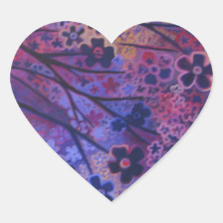 Vollblut, Kirschblossom Baumprodukte Herz-Aufkleber