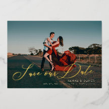 Vollblut Save the Date in Folie in elegantem Drehb