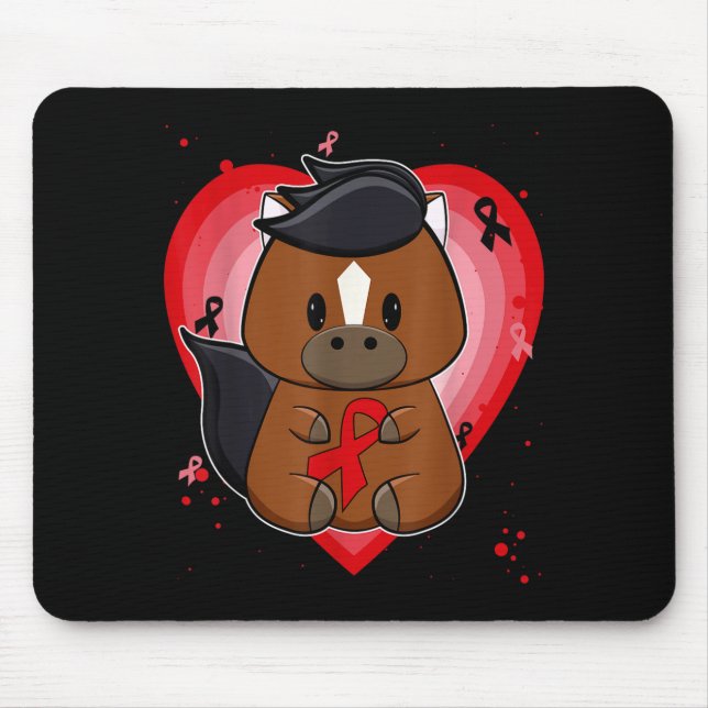 Vollblutpferd mit Band Herzkrankheit bewusst Mousepad (Vorne)