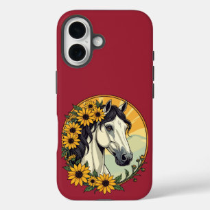 Vollblutpferd und Schwarzaugige Susanne Blumen iPhone 16 Hülle