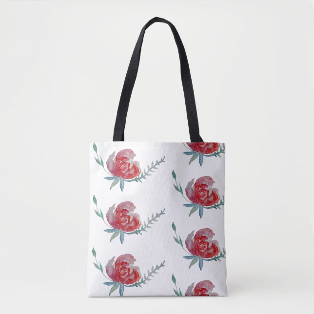 Volldrucktasche mit rosa Rose (Vorderseite)