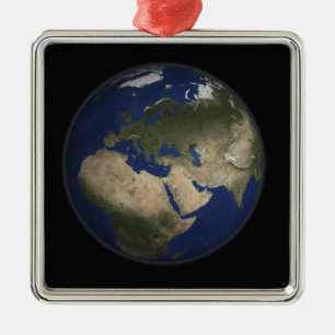 Volle Erdansicht von Afrika, von Europa und von Silbernes Ornament