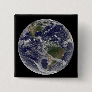 Volle Erde, die Nordamerika und SüdAmer zeigt Button