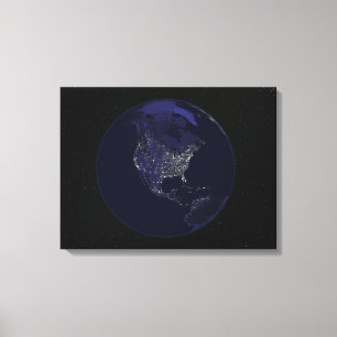 Volle Erde nachts Stadtlichter 4 zeigend Leinwanddruck