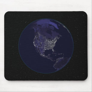 Volle Erde nachts Stadtlichter 4 zeigend Mousepad