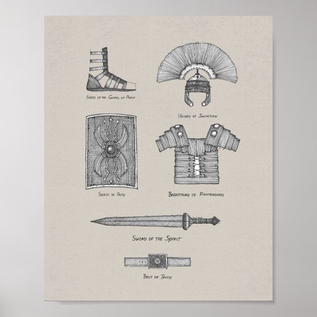 Volle Rüstung Gottes - Ephesianer 6:13-17 Bibelver Poster (Vorne)