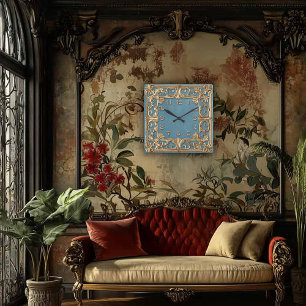 Vollendete Ornamentik in einer Art-Nouveau-Wanduhr Quadratische Wanduhr