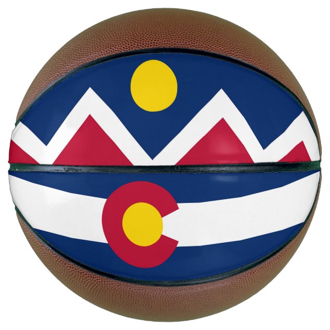 Voller Basketball mit Flagge von Denver City, USA (Vorderseite)