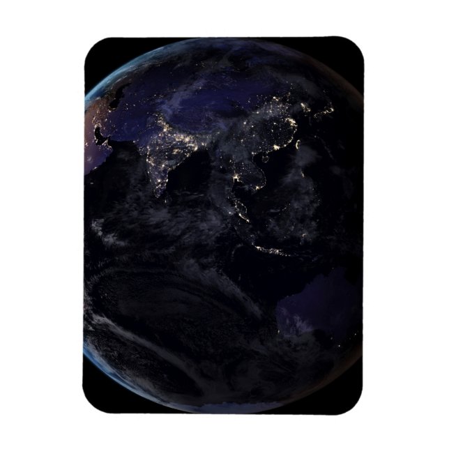 Voller Erde, die die Lichter Asiens in der Nacht z Magnet (Vertikal)