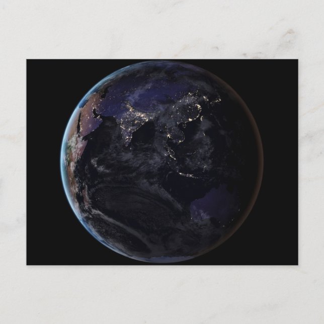 Voller Erde, die die Lichter Asiens in der Nacht z Postkarte (Vorderseite)