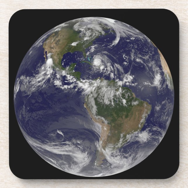 Voller Erde mit Hurrikan Irene über den Bahamas. Getränkeuntersetzer (Vorderseite)