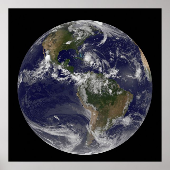 Voller Erde mit Hurrikan Irene über den Bahamas. Poster (Vorne)