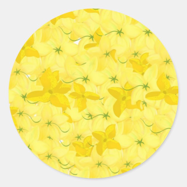 Voller gelber Blumenrausch Runder Aufkleber (Vorderseite)