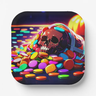 Voller Halloween-Hintergrund mit Skeletten Pappteller