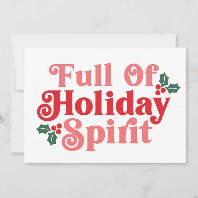 Voller Holiday Spirit - festliche Typografie Karte (Vorderseite)
