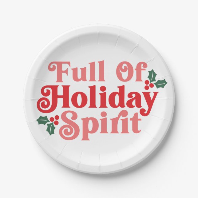 Voller Holiday Spirit - festliche Typografie Pappteller (Vorderseite)