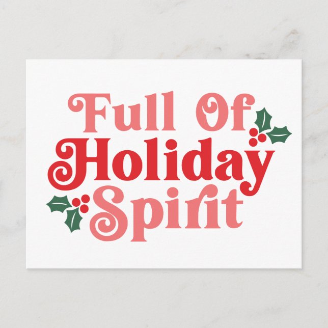 Voller Holiday Spirit - festliche Typografie Postkarte (Vorderseite)