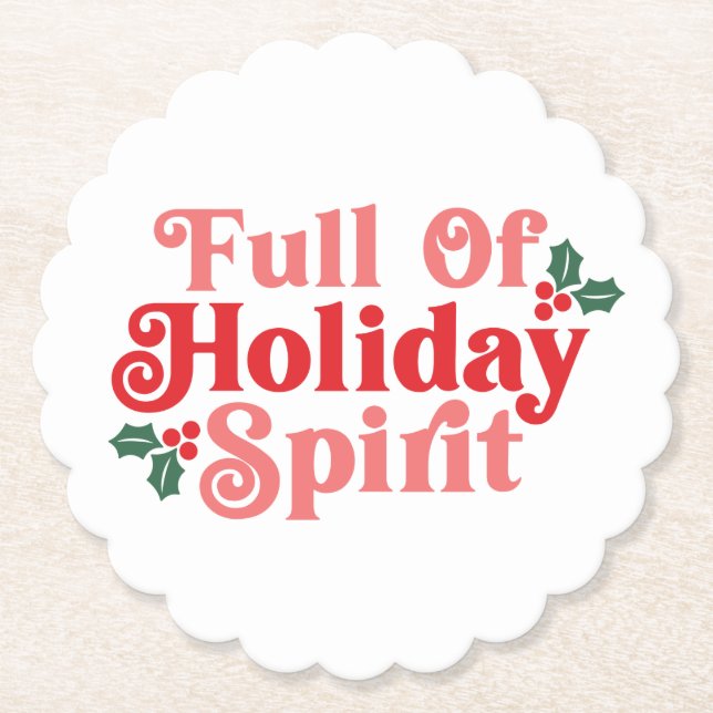Voller Holiday Spirit - festliche Typografie Untersetzer (Vorderseite)