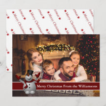 Voller Kartenschneemann mit rotem Foto