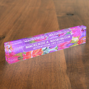 Voller Name und Titel Floral Aquarell Namensplakette