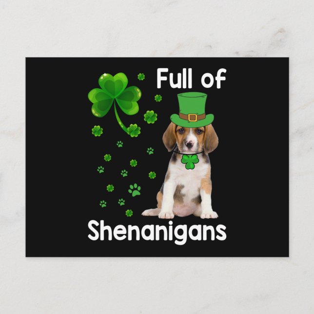 Voller Shenanigans Dog St Patricks Day Postkarte (Vorderseite)
