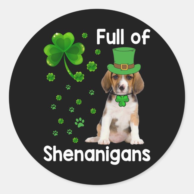 Voller Shenanigans Dog St Patricks Day Runder Aufkleber (Vorderseite)