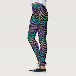 Voller Spektrum-Regenbogenzebra-Tierdruck-Leggings Leggings