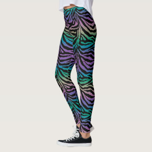 Voller Spektrum-Regenbogenzebra-Tierdruck-Leggings Leggings