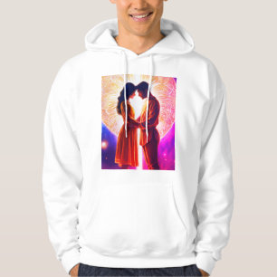 Voller T_Shirt-Farbstil mit weißer Liebe ... Hoodie