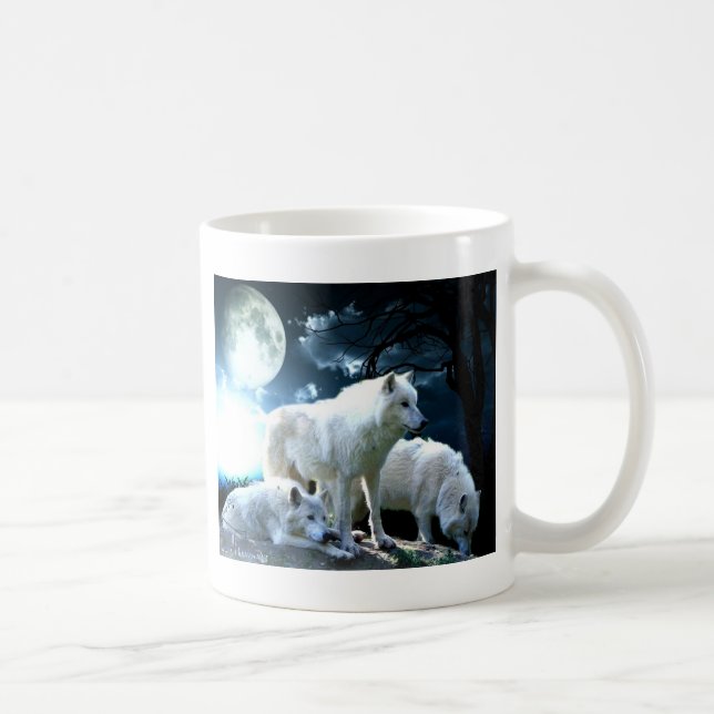 Voller Wolf-Mond Kaffeetasse (Rechts)