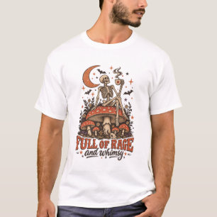 Voller Wut Skurriler Skelett-Pilz Halloween T-Shirt