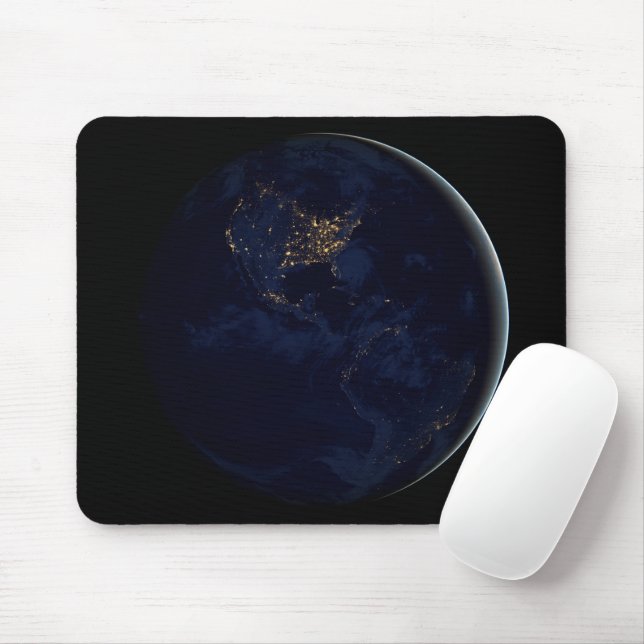Vollerde bei Nacht mit Stadtlampen in Amerika Mousepad (Mit Mouse)