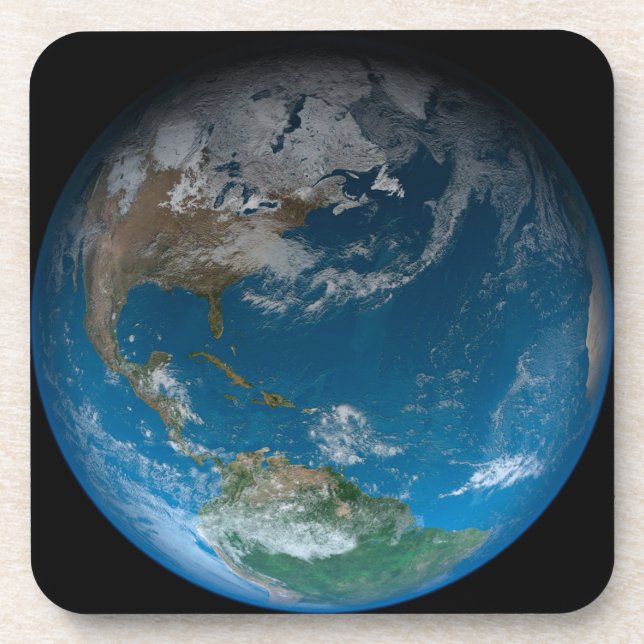 Vollerde mit Nord- und Südamerika. Getränkeuntersetzer (Vorderseite)