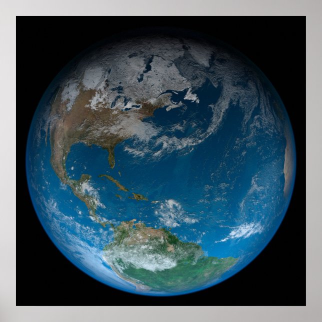 Vollerde mit Nord- und Südamerika. Poster (Vorne)