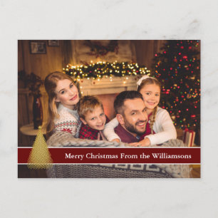 Volles Foto Postcard Gold Weihnachtsbaum Dein Text Postkarte