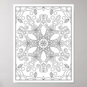 Volles Page Mandala Adult Coloring Poster