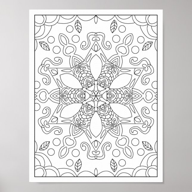 Volles Page Mandala Adult Coloring Poster (Vorne)