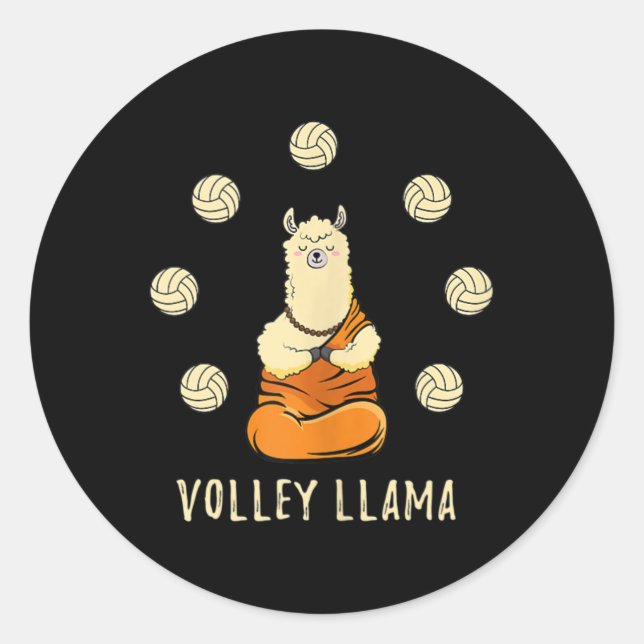 Volley Llama Lover Niedliches Volleyballteam für M Runder Aufkleber (Vorderseite)