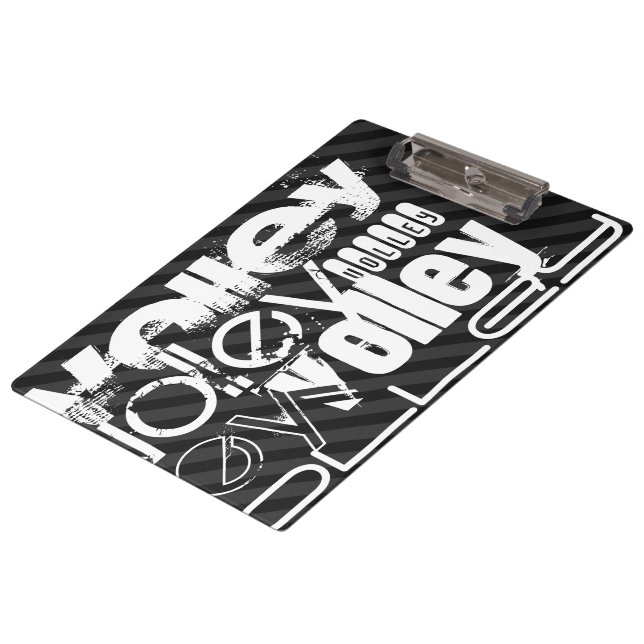 Volley; Schwarz & Dunkelgrau Streifen Klemmbrett (Schrägansicht)