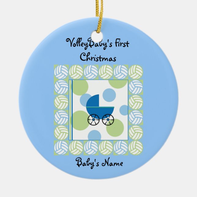 VolleyBabys erste Weihnachtsblau-Verzierung Keramik Ornament (Vorne)