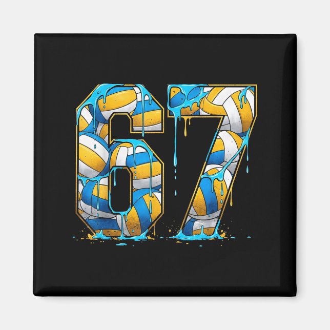 Volleyball 67 Six Seven Srt Funny Gen Alpha Z Meme Magnet (Vorne)