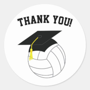 Volleyball Abschluss Sport Schwarz-weiß Runder Aufkleber