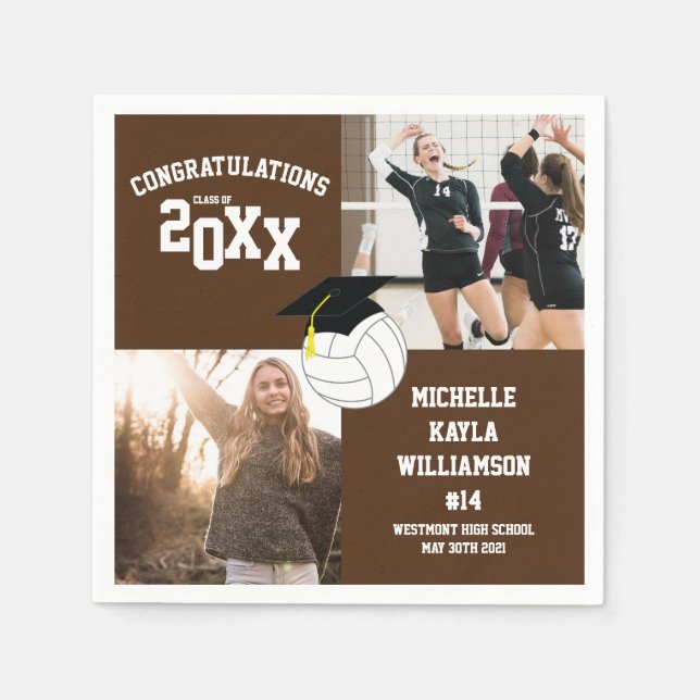 Volleyball Abschluss Sports Brown Serviette (Vorderseite)