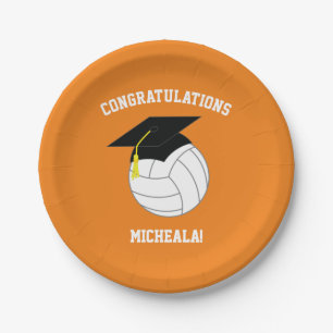 Volleyball Abschluss Sports Orange Pappteller