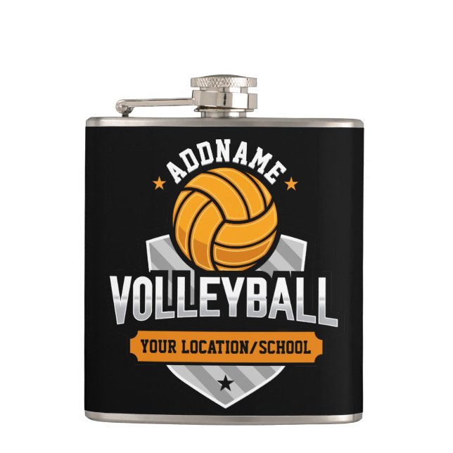 Volleyball ADD TEXT School Varsity Team Player Flachmann (Vorderseite)