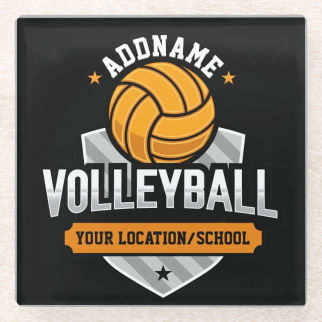 Volleyball ADD TEXT School Varsity Team Player Glasuntersetzer (Vorderseite)