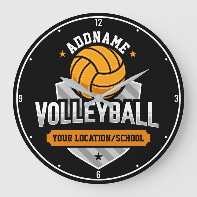 Volleyball ADD TEXT School Varsity Team Player Große Wanduhr (Vorderseite)