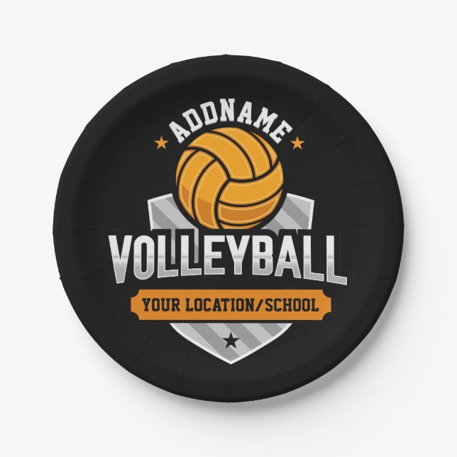 Volleyball ADD TEXT School Varsity Team Player Pappteller (Vorderseite)