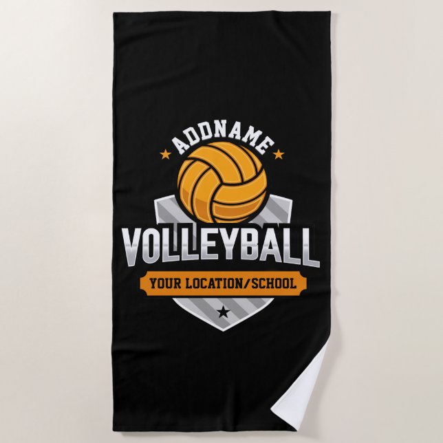 Volleyball ADD TEXT School Varsity Team Player Strandtuch (Vorderseite)